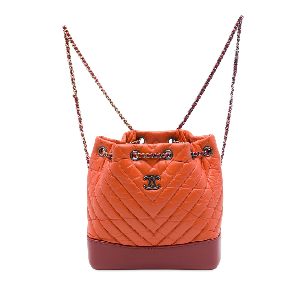 Pre-Loved Chanel Small Bicolor Chevron Aged Calfskin Gabrielle Backpack